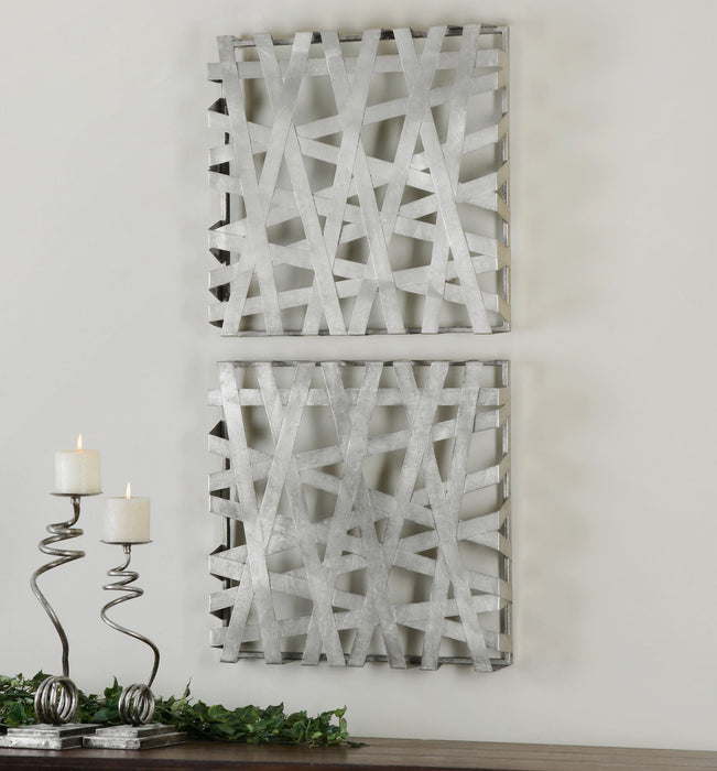 Alita Squares - Wall Art (Set of 2) - Pearl Silver