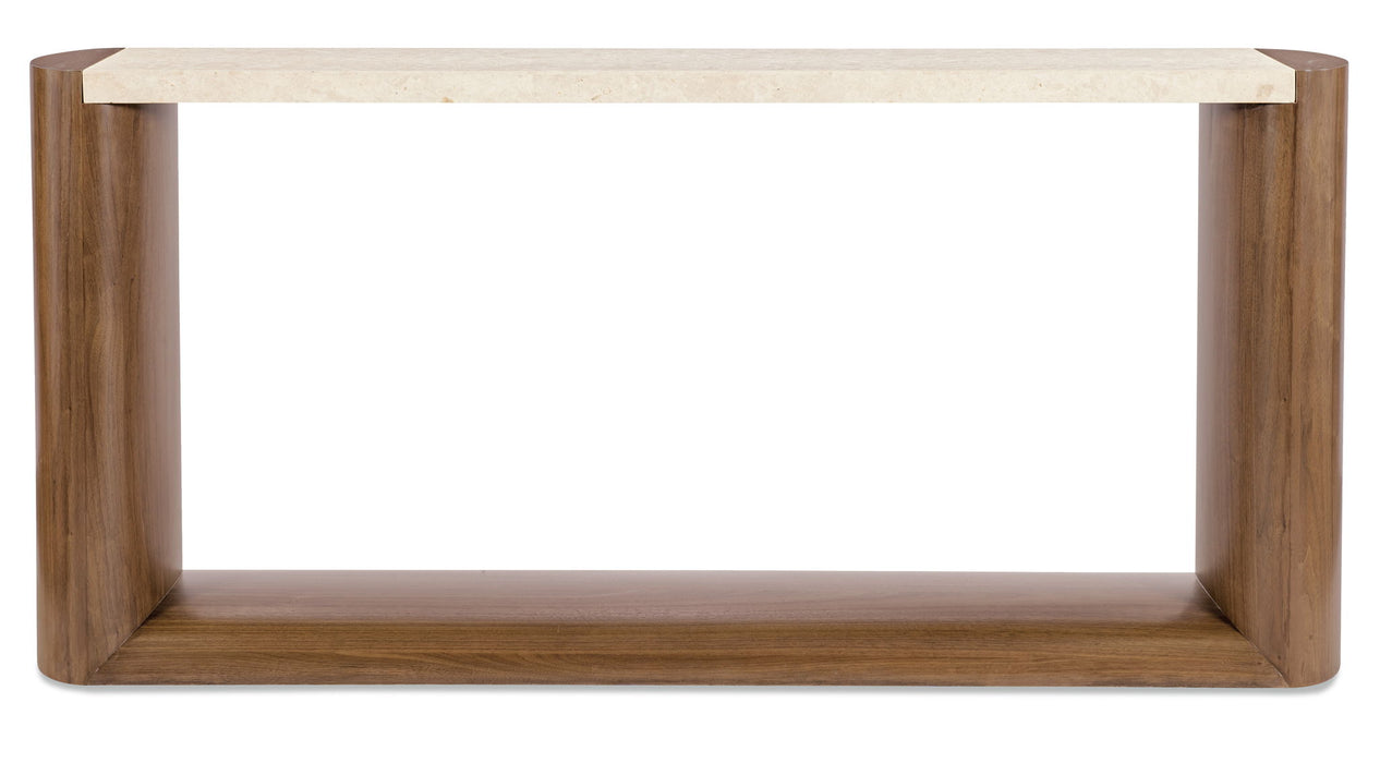 Eleana - Marble Top Console Table - Medium Wood