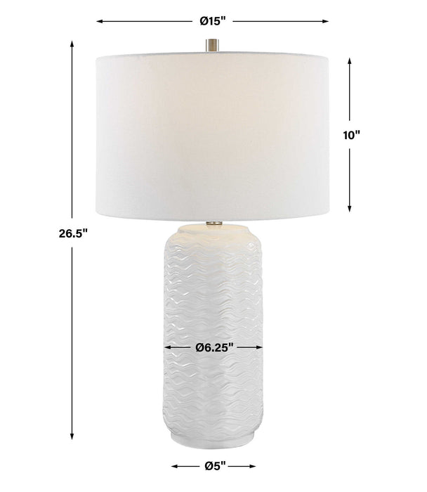 Table Lamp - White & Brushed Nickel