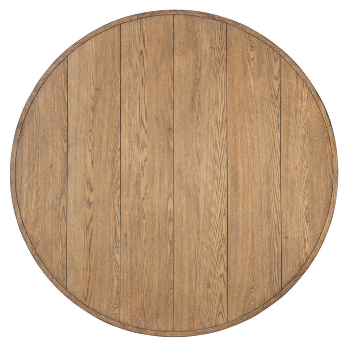 Vintage Market - Round Dining Table Complete - Barnwood Oak And Kettle Black