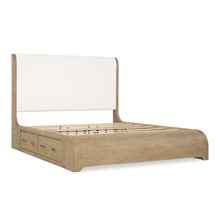 Flow - Complete Upholstered Sleigh Bed With One Side Storage Rail