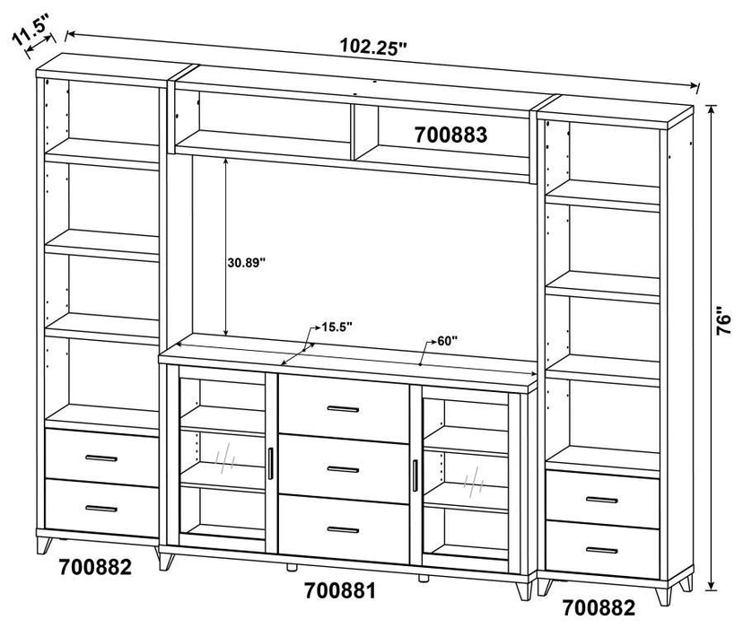 Lewes - 4 Piece Entertainment Center - Cappuccino