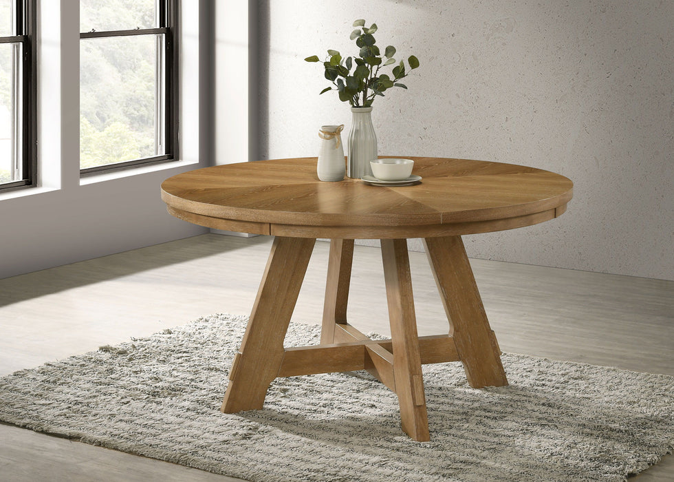 Danvers - Round 54" Wood Dining Table - Brown Oak