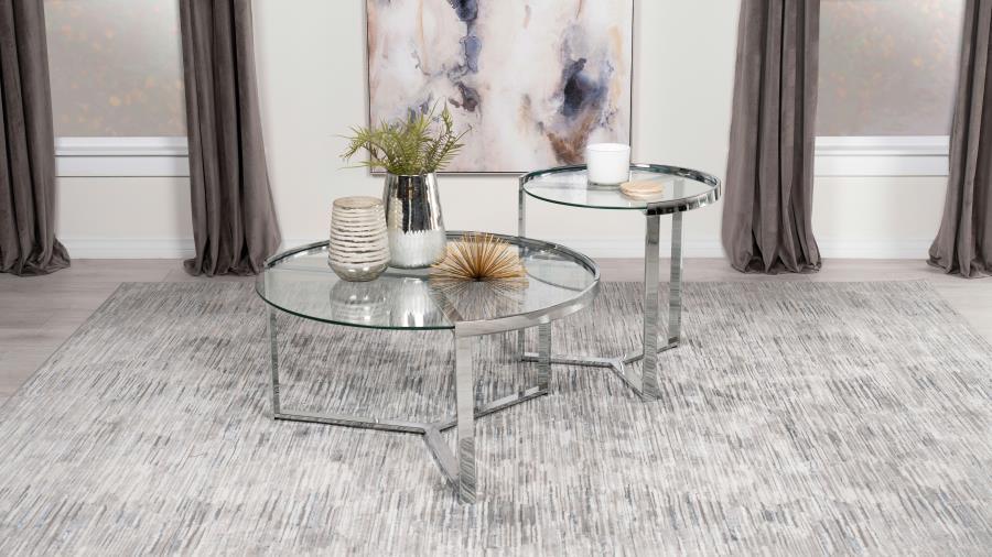 Delia - Round Glass Top Nesting Coffee Table