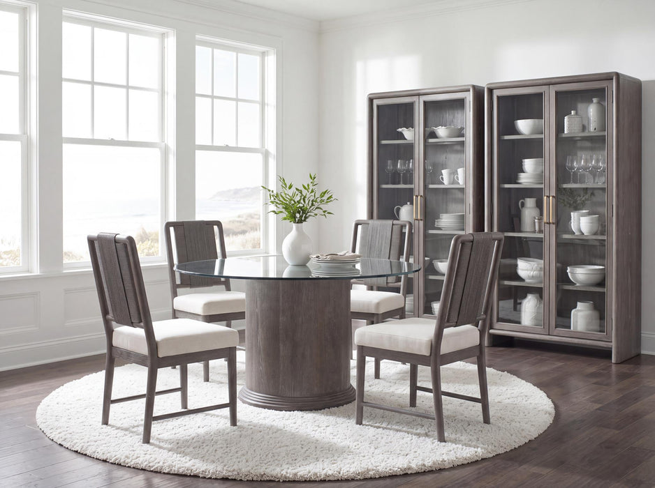 Maren - Complete Round Glass Top Dining Table