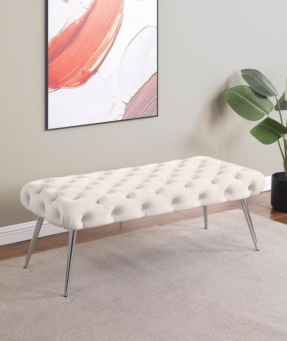 Ella - Upholstered Tufted Bench Metal Legs