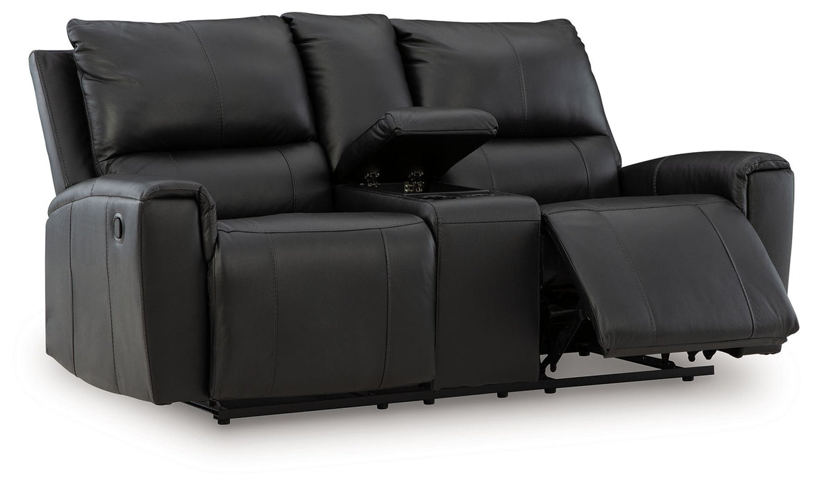 Glossmore - Reclining Loveseat With Console - Black