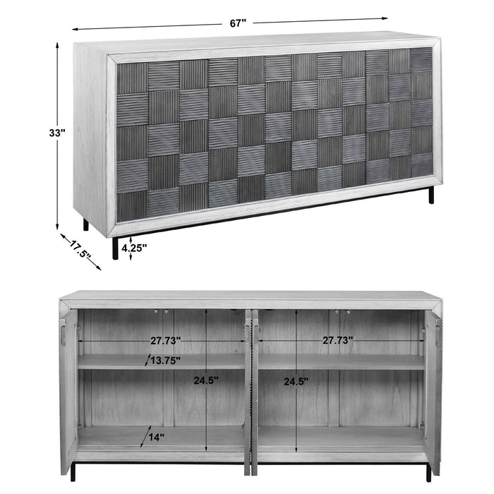 Checkerboard - 4 Door Cabinet - Gray