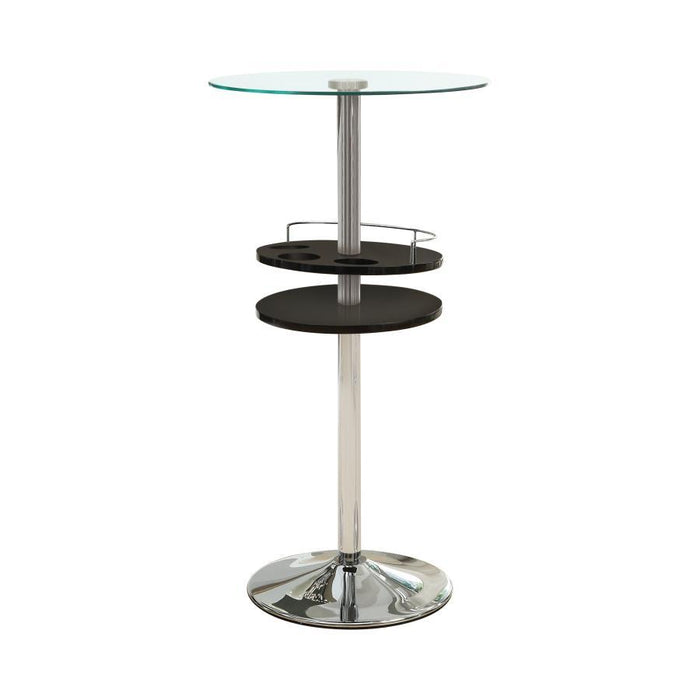 Gianella - Glass Top Bar Table With Wine Storage - Black And Chrome