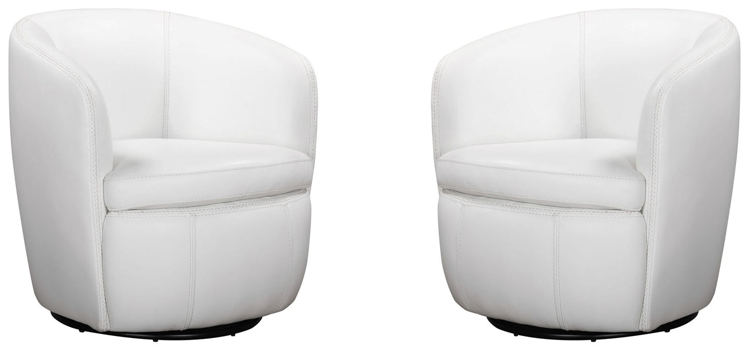 Barolo - 100% Italian Leather Swivel Club Chair (Set of 2)