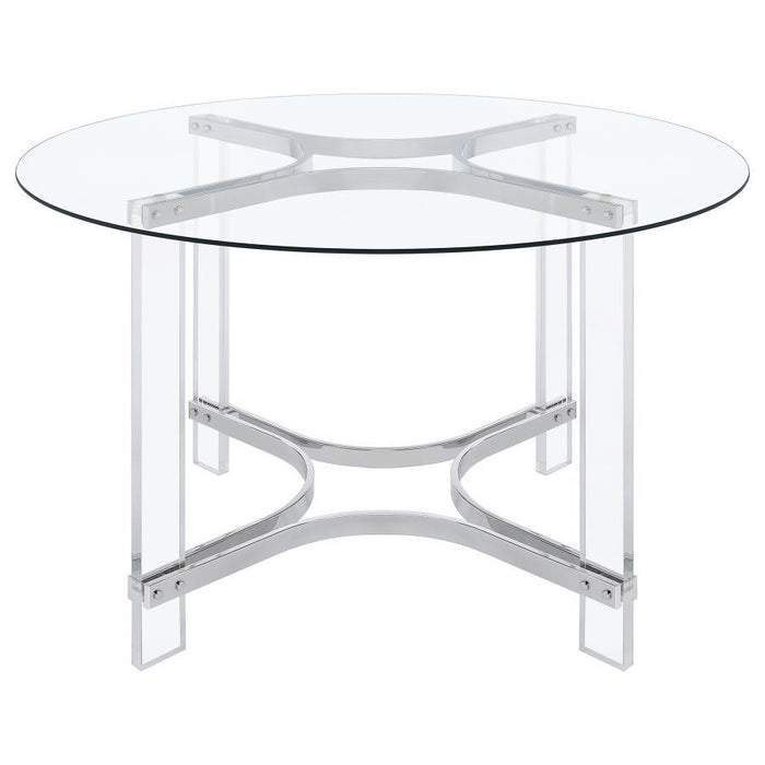 Adino - Round Glass Top Acrylic Dining Table - Chrome