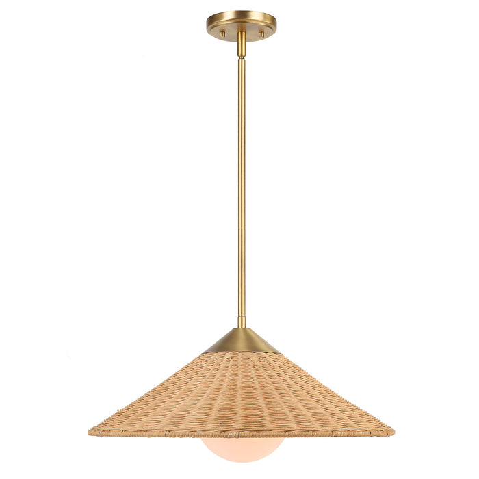 Phuvinh - 1 Light Rattan Shade Pendant - Beige