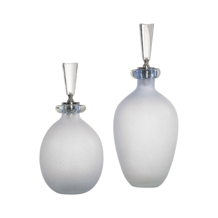 Leah - Bubble Glass Containers (Set of 2) - Pearl Silver