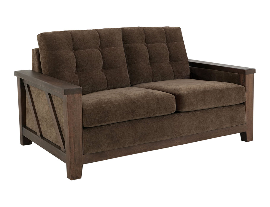 Walnut - Upholstered Loveseat - Deep Forest Brown
