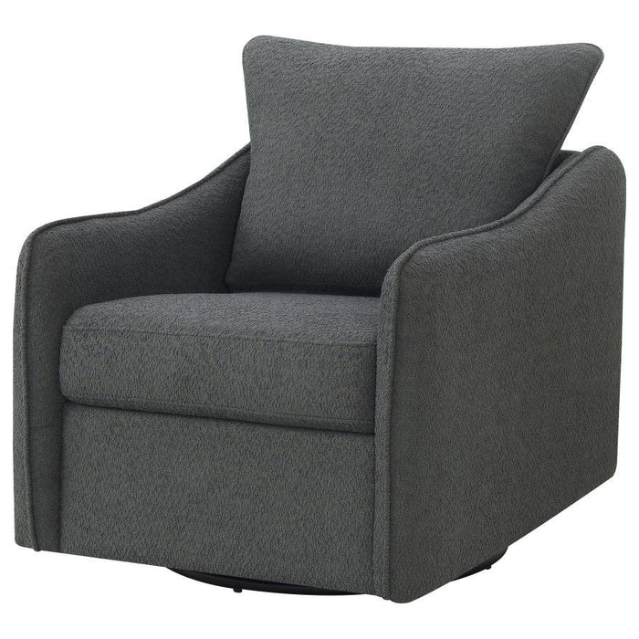 Madia - Boucle Upholstered Swivel Glider Chair - Charcoal Grey