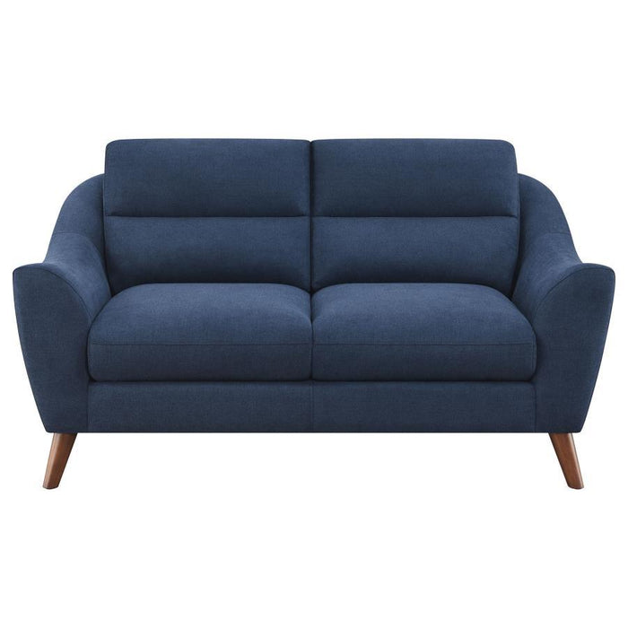 Gano - Sloped Arm Upholstered Loveseat - Navy Blue