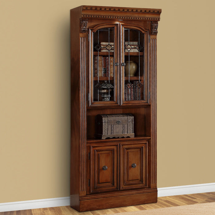 Huntington - Glass Door Cabinet - Antique Vintage Pecan
