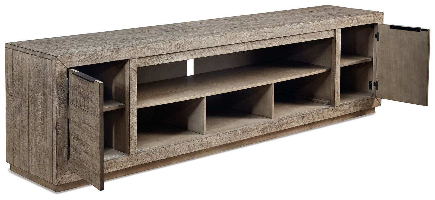 Krystanza - XL TV Stand w/Fireplace Option - Weathered Gray