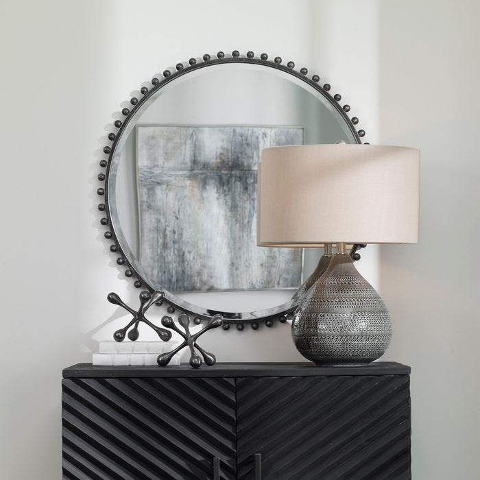 Taza - Round Iron Mirror - Dark Gray