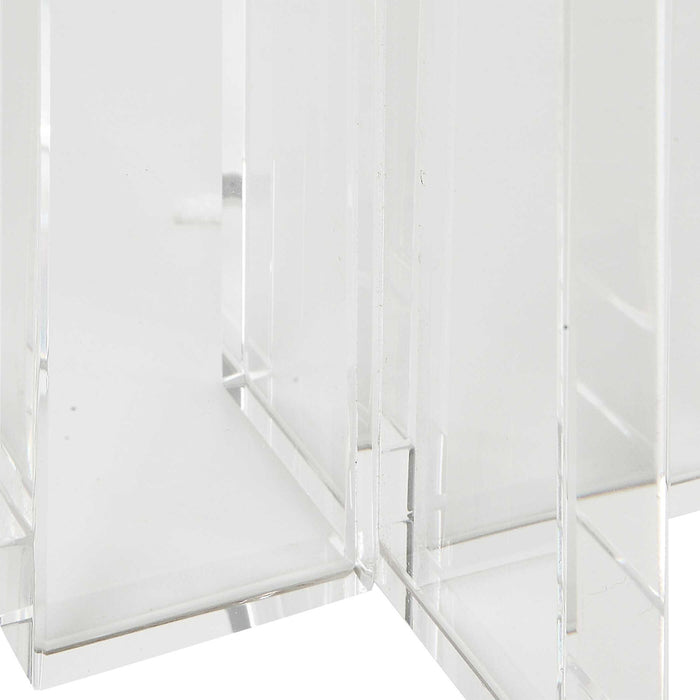 Crystal - Pillar Candleholders (Set of 2) - Silver