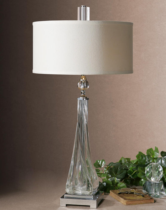 Grancona - Twisted Glass Table Lamp - Pearl Silver