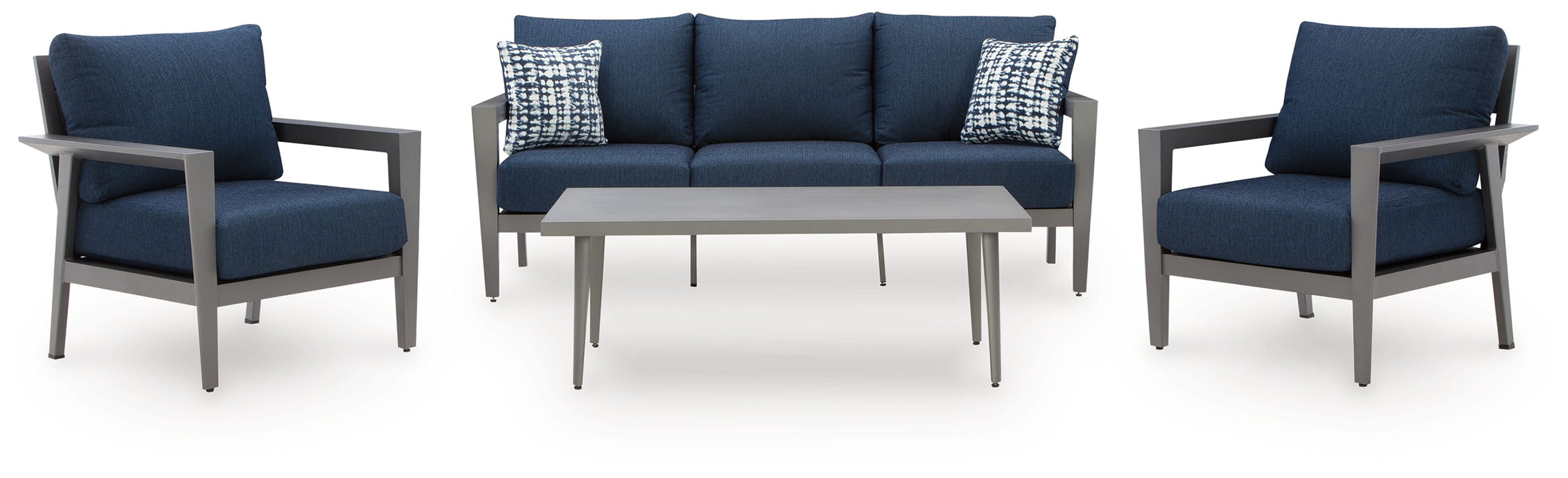 Gali - Sofa / Chairs / Table Set (Set of 4) - Gray / Blue