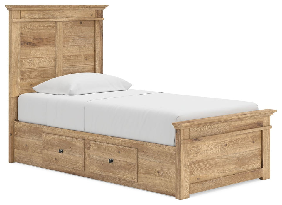 Makidern - Panel Storage Bed With 2 Under Bed Storage Units