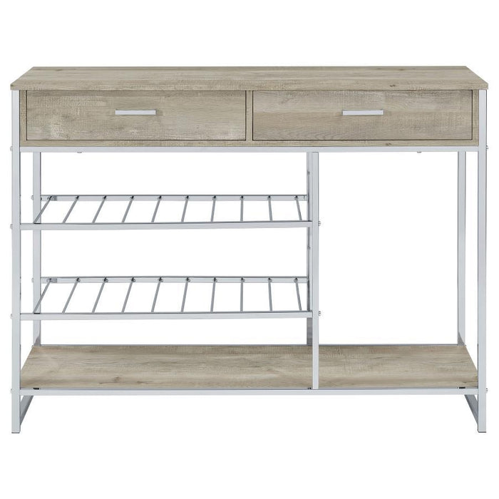 Melrose - Bar Cabinet - Gray Washed Oak And Chrome