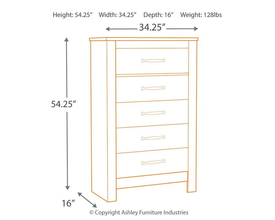 Bellaby - Whitewash - Five Drawer Chest