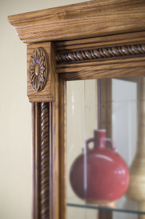 PFC Curios - Lighted Sliding Door 5 Shelf Curio Cabinet - Maple Brown