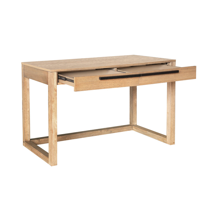 Items - Drop Ship - Modern Blonde Oak Writing Desk with Two Drawers - Natural