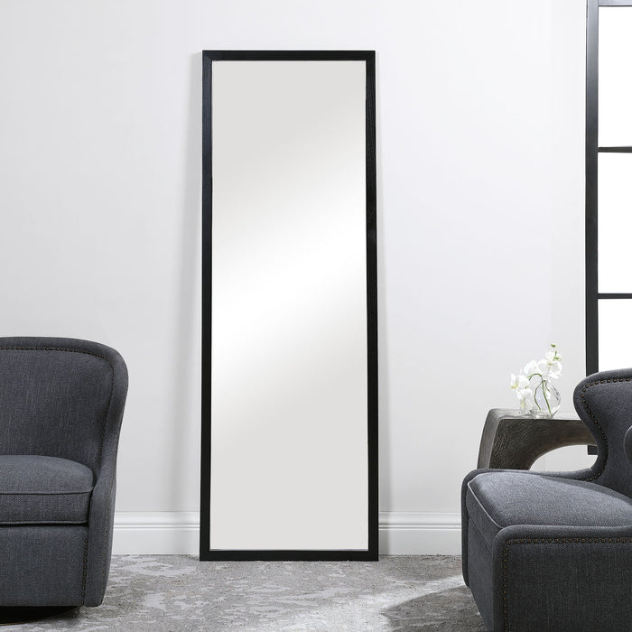 Avri - Oversized Dark Wood Mirror - Black