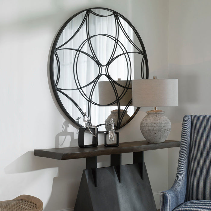 Jocasta - Mirrored Circular Wall Decor - Black