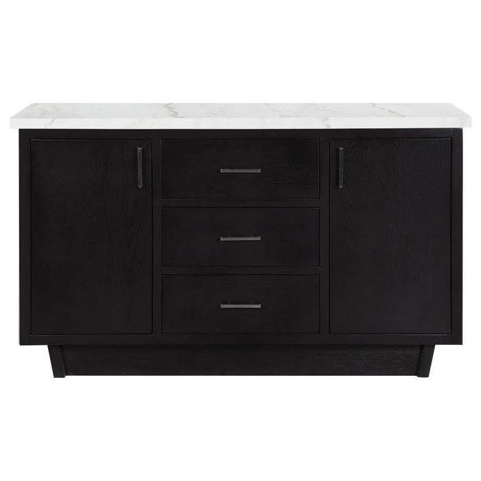 Sherry - 3-Drawer Marble Top Sideboard Buffet - Rustic Espresso