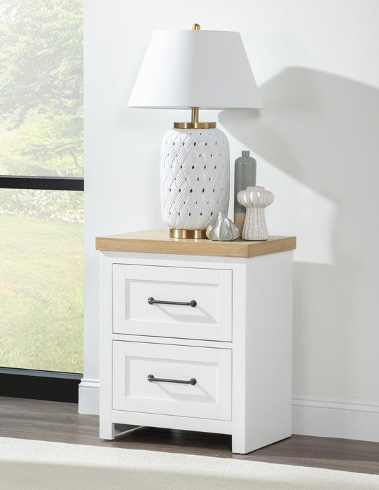 Horizons - 2 Drawers Nightstand - Pure White / Natural Oak