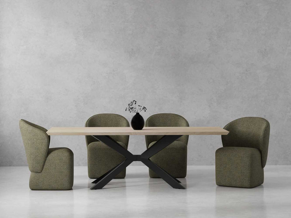 Crossings - Monaco Rectangular Dining Table With 4 Upholstered Chairs - Solid Mango / Green