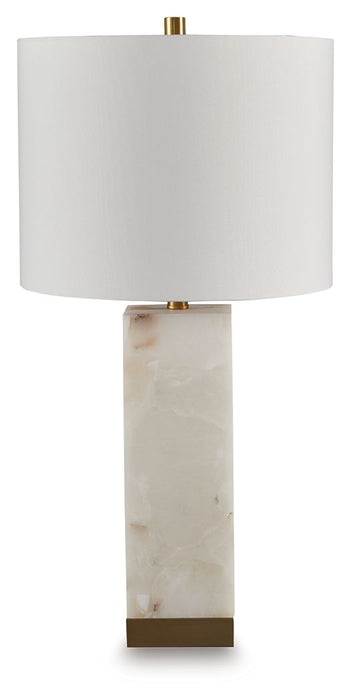 Linderfield - Alabaster Table Lamp - White / Gold Finish
