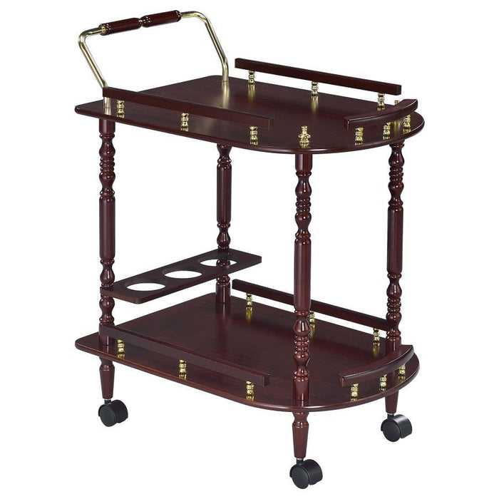 Palmer - 2-Tier Rectangular Wood Bar Cart - Merlot