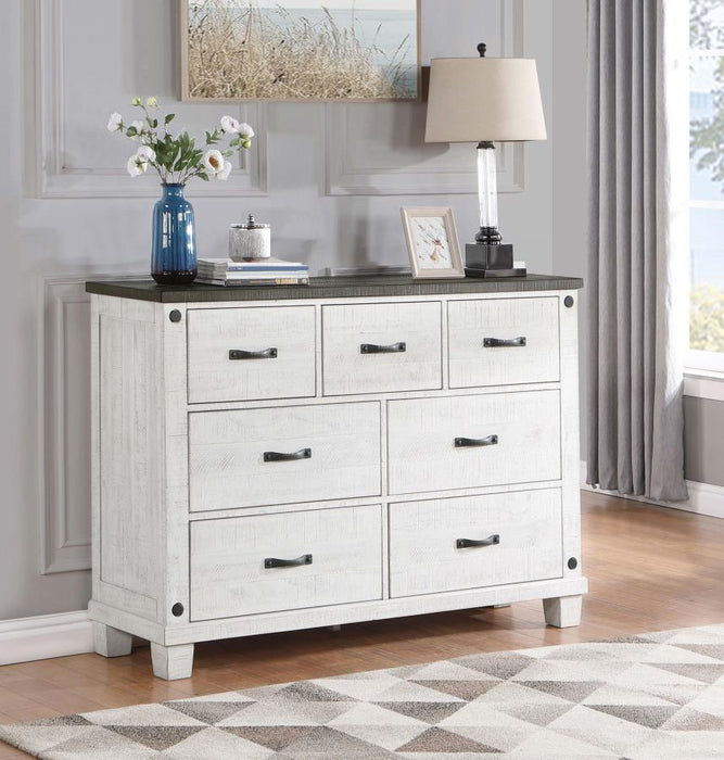 Lilith - 7-Drawer Dresser Distressed - Distressed Gray And White