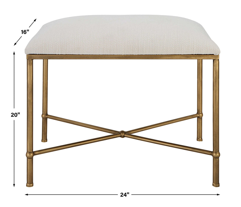 Avenham - Small Framed Bench - Gold & White