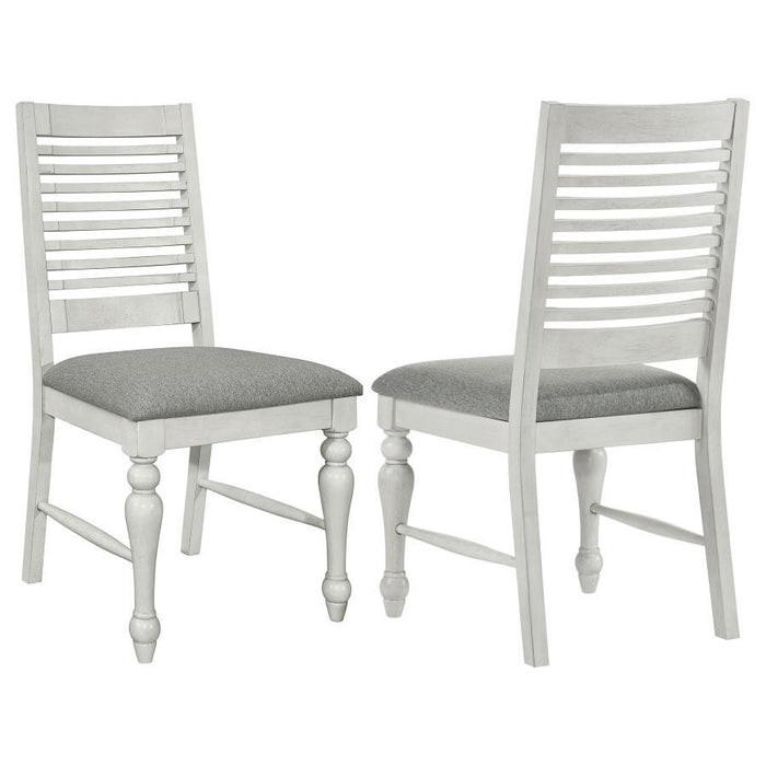 Aventine - Ladder Back Dining Side Chair With Upholstered Seat Vintage (Set of 2) - Chalk And Grey