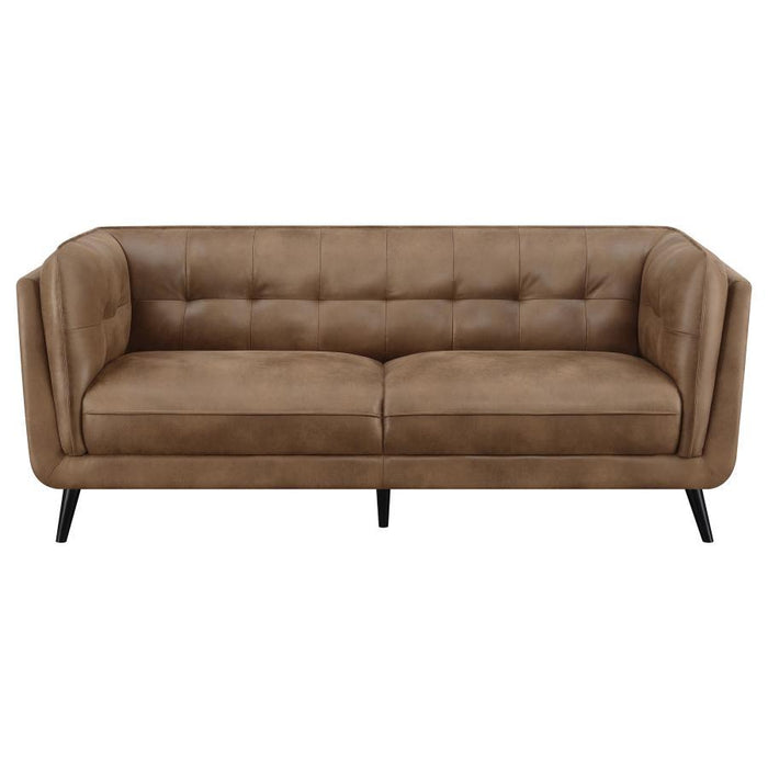 Thatcher - Upholstered Tuxedo Arm Tufted Sofa - Brown