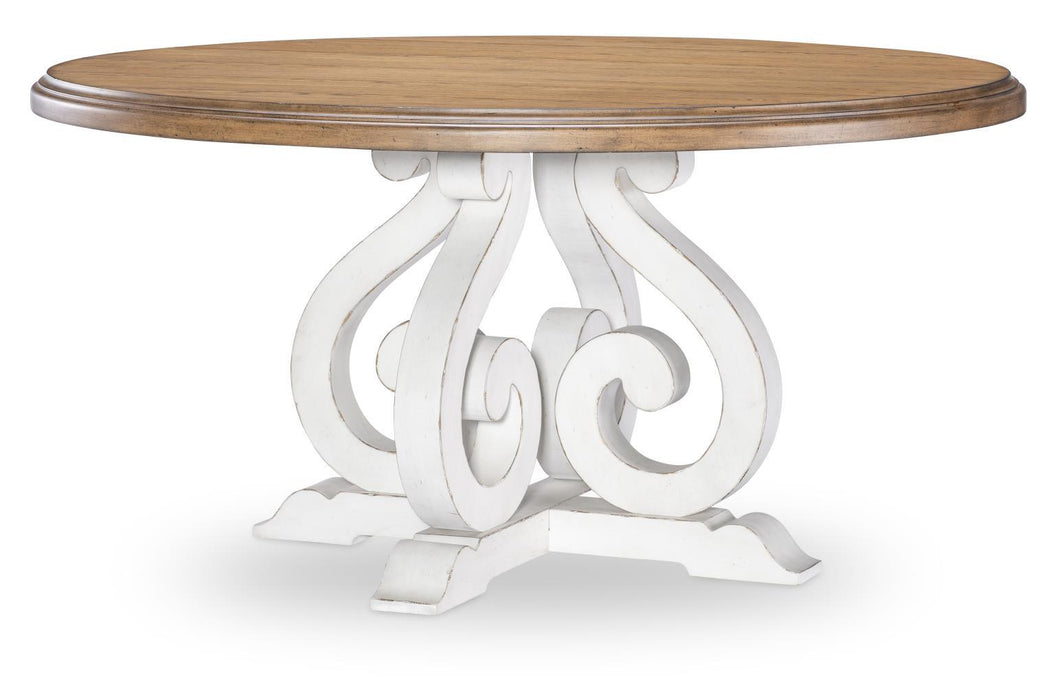 Vintage Market - Round Dining Table - Barnwood Oak And Picket Fence